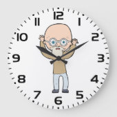 Funny Bald Quirky Old Man with Beard Grote Klok (Voorkant)