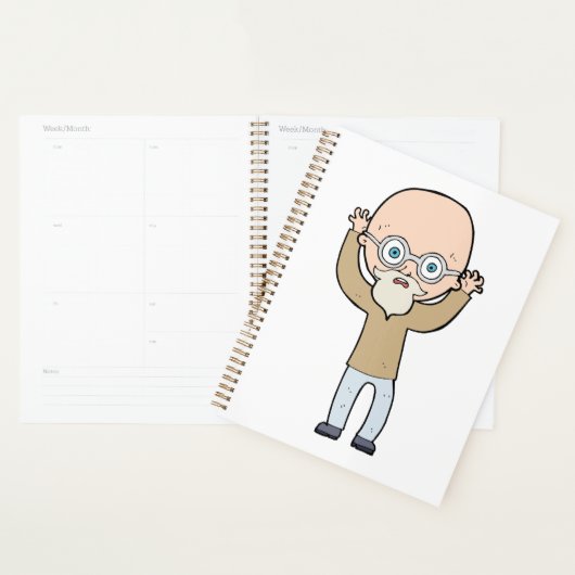 Funny Bald Quirky Old Man with Beard Planner (Display)