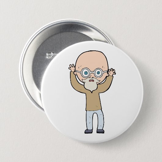 Funny Bald Quirky Old Man with Beard Ronde Button 7,6 Cm (Voorkant /achterkant)