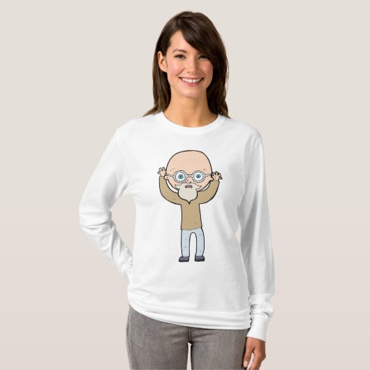 Funny Bald Quirky Old Man with Beard T-shirt (Voorkant volledig)