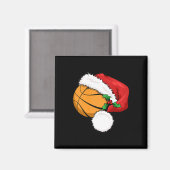 Funny Ball Basketball Santa Hat Merry Kerstmis Xm Magneet (Voorkant / Achterkant)