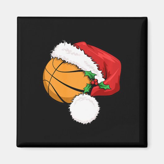 Funny Ball Basketball Santa Hat Merry Kerstmis Xm Magneet (Voorkant)