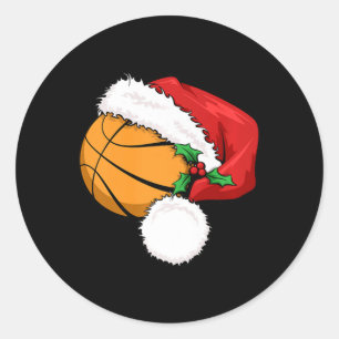 Funny Ball Basketball Santa Hat Merry Kerstmis Xm Ronde Sticker