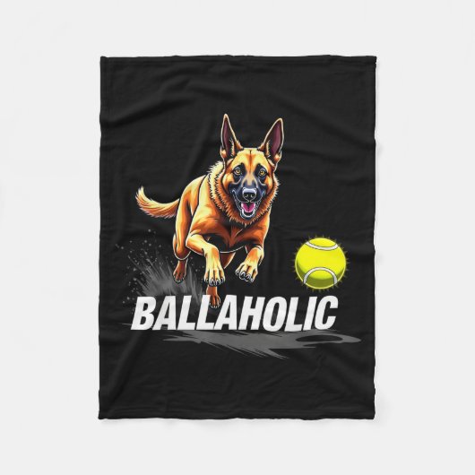 Funny Ballaholic Belgian Shepherd Dog Chasing Mali Fleece Deken (Voorkant)