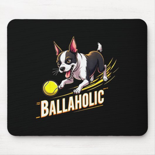 Funny Ballaholic Boston Terrier Dog Chasing Bostie Muismat (Voorkant)