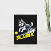 Funny Ballaholic Siberian Husky Dog Chasing Ball  Kaart (Voorkant)