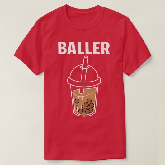 Funny Baller Bubble Milk Tea Cute Kawaii Boba Drin T-shirt (Design voorkant)
