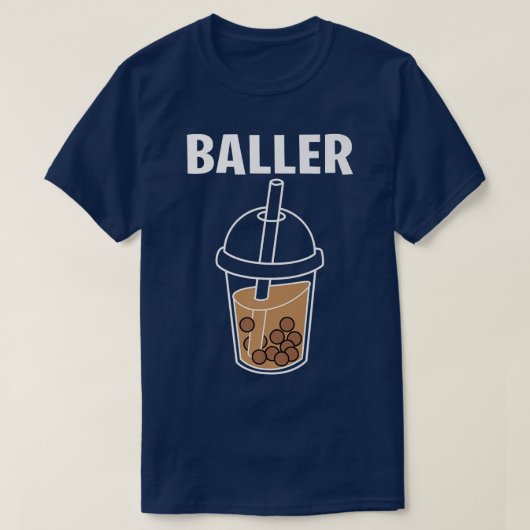 Funny Baller Bubble Milk Tea Cute Kawaii Boba Drin T-shirt (Design voorkant)