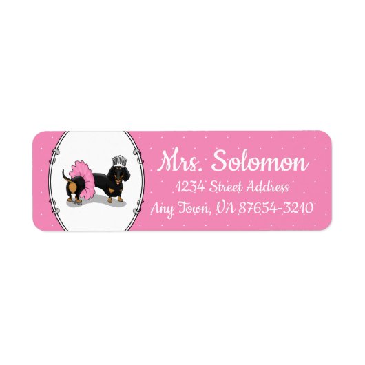 Funny Ballerina Princess Dachshund (zwart-wit) Etiket (Voorkant)