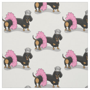 Funny Ballerina Princess Dachshund (zwart-wit) Stof