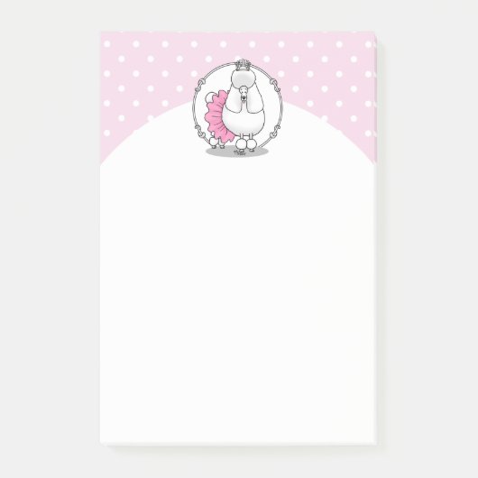 Funny Ballet Ballerina Princess Poodle Dog (wit) Post-it® Notes (Voorkant)