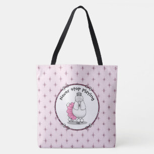 Funny Ballet Ballerina Princess Poodle Dog (wit) Tote Bag