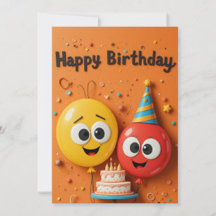 Funny Balloon Birthday Kaart