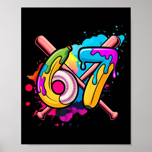 Funny Banana Baseball 67 Ice Cream Drip Meme  Poster (Voorkant)