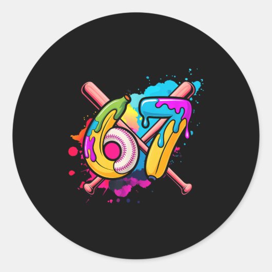 Funny Banana Baseball 67 Ice Cream Drip Meme  Ronde Sticker (Voorkant)