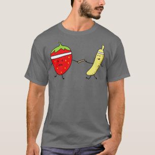Funny Banana en Aardbei runnen een marathon T-shirt