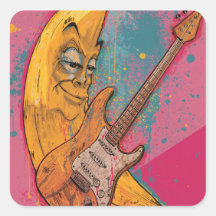 Funny Banana Gitaar Sticker | Cartoon Muziekmotief