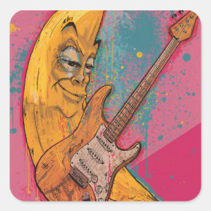 Funny Banana Gitaar Sticker   Cartoon Muziekmotief