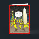 Funny Banana-kerstkaarten | Vakantiegroet Feestdagen Kaart<br><div class="desc">Absoluut hysterische, grappige banaankerstkaarten die familie, vrienden en collega's op de vloer zullen laten lachen! U kunt zelfs plezier hebben veranderend de tekst van de citaatbel.. De unieke striptekening van Raphaela Wilson toont 2 cartoon bananen die op een kerstfeest praten.. Een banaan geeft per ongeluk zijn maat bananen de verkeerde...</div>