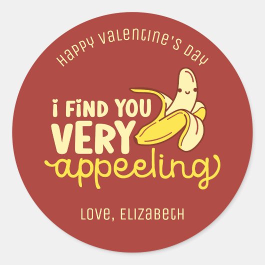 Funny Banana Pun Cute Valentijnsdag Red Ronde Sticker (Voorkant)
