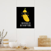 Funny Banana Pun Dark BG, gekrukt door Natuur Poster (Keuken)