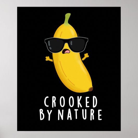 Funny Banana Pun Dark BG, gekrukt door Natuur Poster (Voorkant)