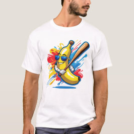 Funny Banana Swinging Baseball Funny Drip Mascot  T-shirt