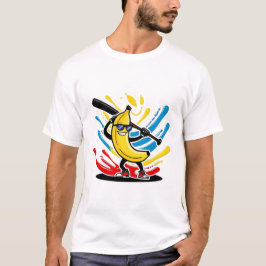 Funny Banana Swinging Baseball Funny Drip Mascot  T-shirt