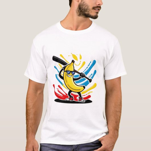 Funny Banana Swinging Baseball Funny Drip Mascot  T-shirt (Voorkant)