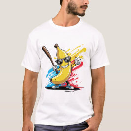 Funny Banana Swinging Baseball Funny Drip Mascot  T-shirt