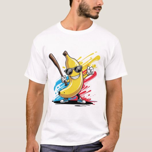 Funny Banana Swinging Baseball Funny Drip Mascot  T-shirt (Voorkant)