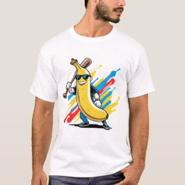 Funny Banana Swinging Baseball Funny Drip Mascot  T-shirt