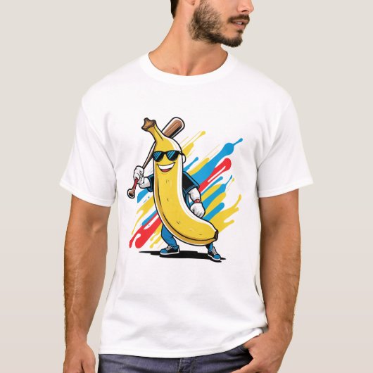 Funny Banana Swinging Baseball Funny Drip Mascot  T-shirt (Voorkant)