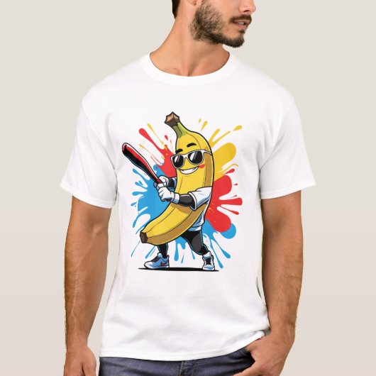 Funny Banana Swinging Baseball Funny Drip Mascot  T-shirt (Voorkant)