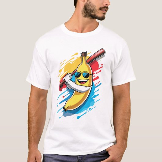 Funny Banana Swinging Baseball Funny Drip Mascot  T-shirt (Voorkant)