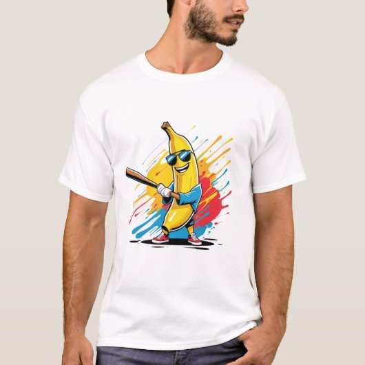 Funny Banana Swinging Baseball Funny Drip T-shirt (Voorkant)