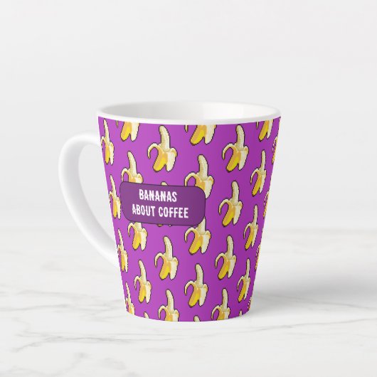 Funny Bananas About Coffee Bold Pixel Art Pattern Latte Mok (Linkerhoek)