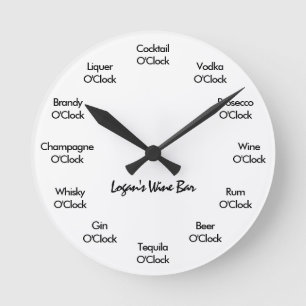 Funny Bar Black en White Ronde Klok