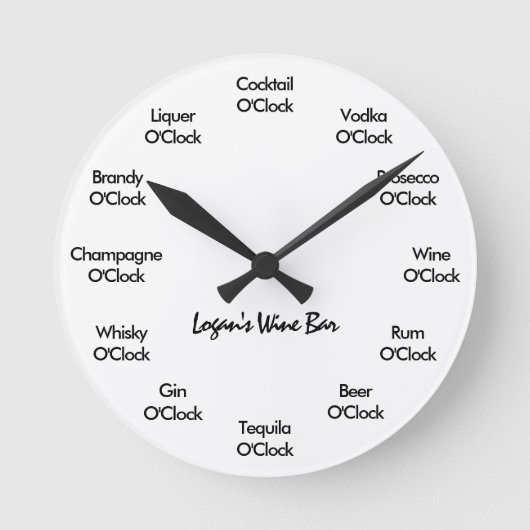 Funny Bar Black en White Ronde Klok (Voorkant)