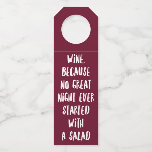 Funny Bar Quote Wine Flessenhanger (Voorkant)