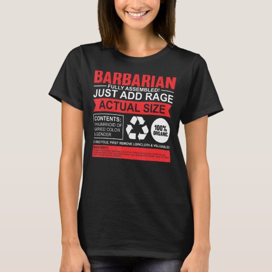 Funny Barbarian Role Play RPG Element Dice Gamers T-shirt (Voorkant)