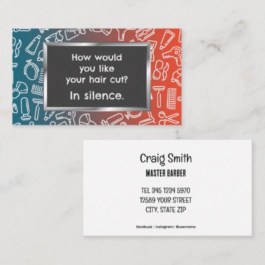 Funny Barber Contactkaartje (Voorkant / Achterkant)