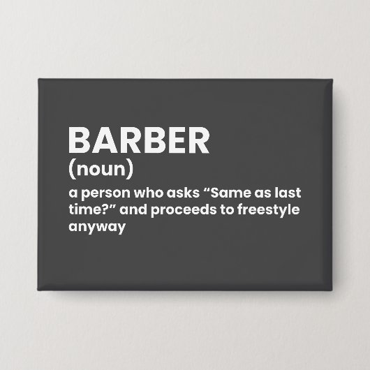 Funny Barber Definition Button (Voorkant)