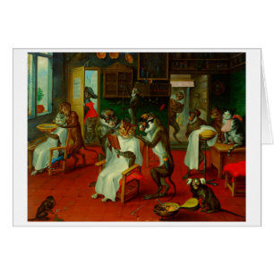 Funny Barber Shop Salon Cats Ape Monkeys