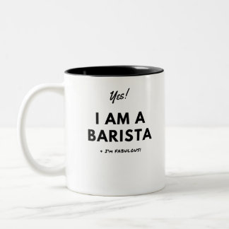 Funny Barista Coffee Lover Black and White Cute Tweekleurige Koffiemok