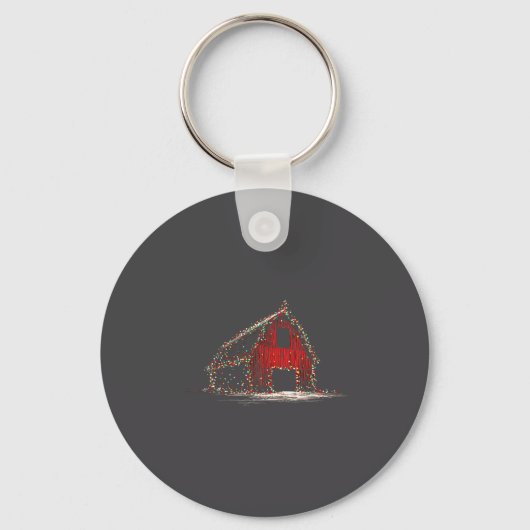 Funny Barn Christmas Graphics Lights Lover Farm Fa Sleutelhanger (Voorkant)