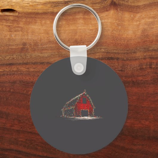 Funny Barn Christmas Graphics Lights Lover Farm Fa Sleutelhanger (Voorkant)