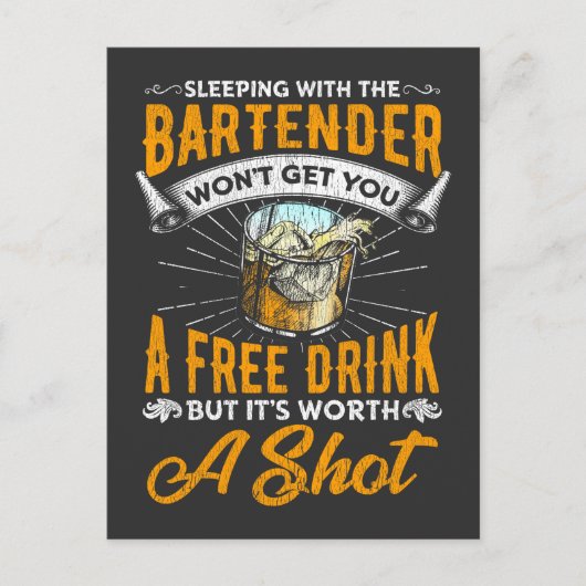 Funny Bartender Quote Bar Alcoholic Waiter Humor Briefkaart (Voorkant)