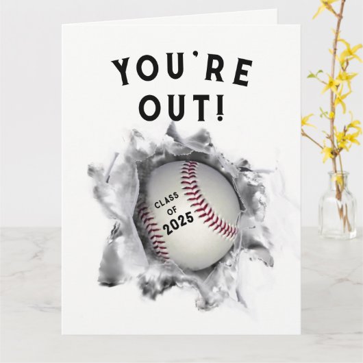 Funny Baseball Afstuderen Kaart (Gele Bloem)