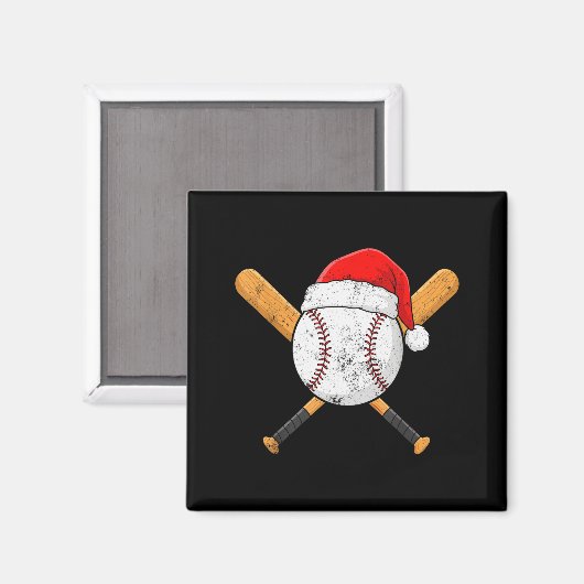 Funny Baseball Ball Santa Hat Xmas Pajamas Players Magneet (Voorkant / Achterkant)